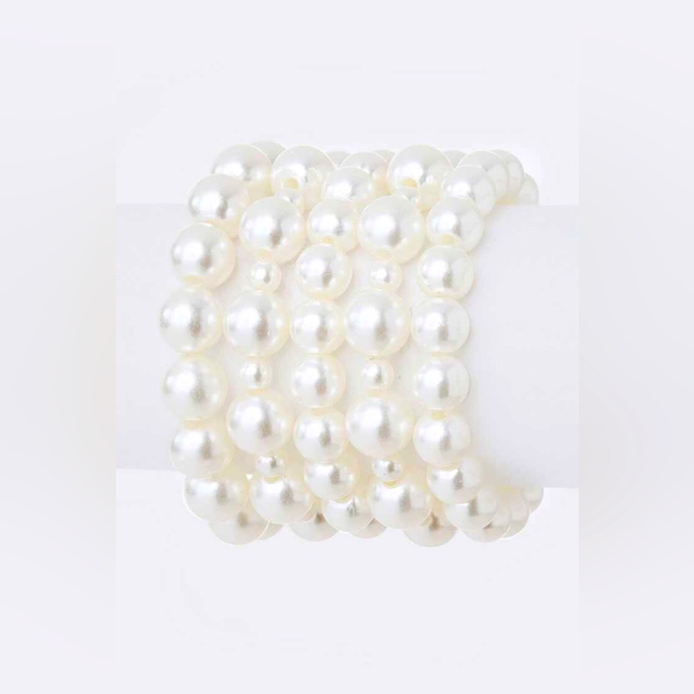 🎉Free Earrings & Bracelet 🎊 Diamond & Pearl Fringe Bib Statement Necklace - Picture 4 of 4